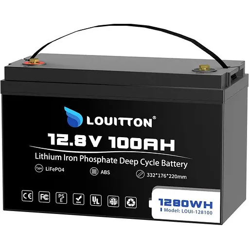 Літій-залізо-фосфатний акумулятор Louitton-128100 12.8V 100Ah 1280Wh LiFePO4