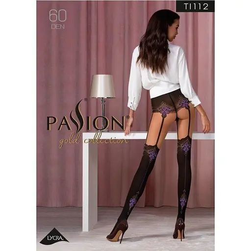 Колготки с эффектом чулок на подвязках Passion TI112 nero-violet (60/20 den) 1/2 - фото 4