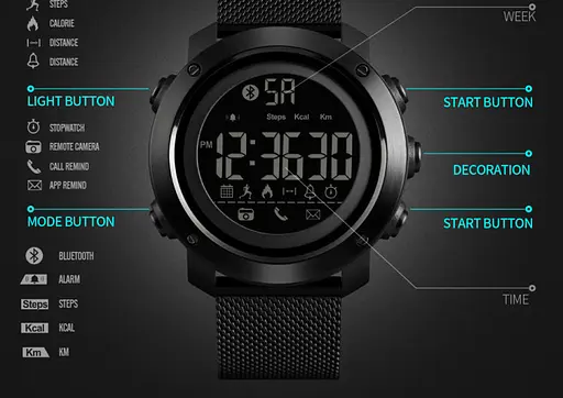 Cпортивные часы Skmei Smart 1462 Revolution смарт-часы Черный - фото 2