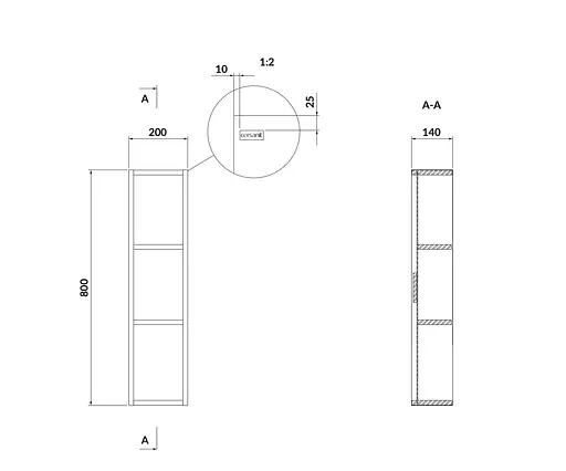 Пенал підвісний Cersanit Larga 20 сіра S932-096 - фото 2