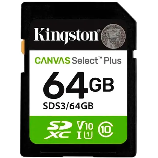 Карта пам'яті SDXC 64GB UHS-I Class 10 Kingston Canvas Select Plus R100MB/s (SDS3/64GB) - фото 1