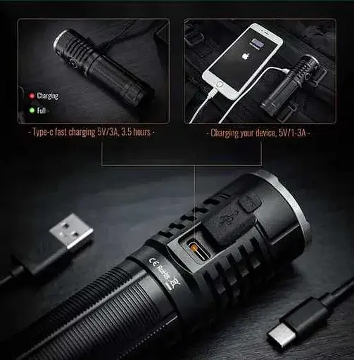 Мощный фонарь Sofirn Sp33S XHP70.2 26650 5000 lm Type C 5000K Черный - фото 2