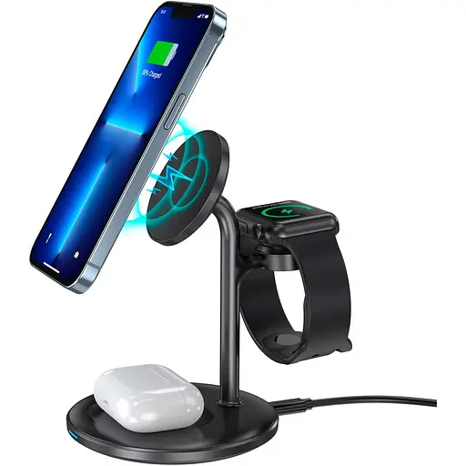 Бездротовий зарядний пристрій Choetech T585-F 3in1 Magnetic Wireless Charging Black [123385] - фото 9