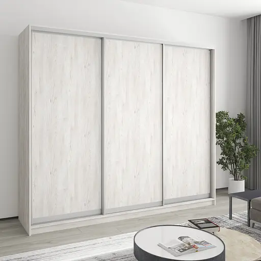 Шафа-купе тридверна MebelStar Комбо AL 3ДСП 240x60x210 см Аляска сірий (MBS-3332)