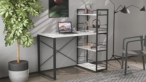 Письмовий стіл Ferrum-decor Серії Конект з етажеркою 75x120x60 чорний ДСП Біле 16мм (FRD-104219) - фото 7