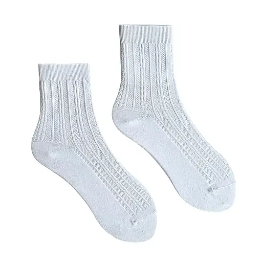 Носки женские Жаккардовые "Косичка" из индийского хлопка белые 213046 - фото 1