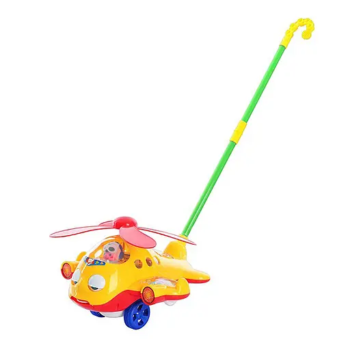 Детские каталки игрушки из дерева 117136 на палке, звук желтый - фото 1