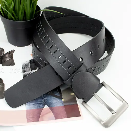 Ремінь чоловічий шкіряний SF-453 (135 см) широкий чорний - фото 6