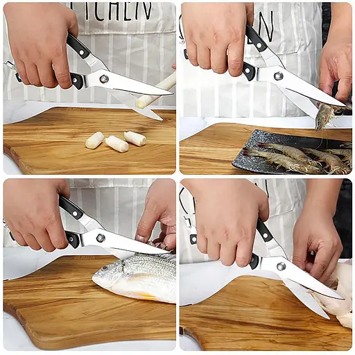 Кухонные ножницы секатор для мяса птицы и рыбы с фиксатором 25 см, Kitchen Master Черный 86401 - фото 9