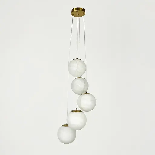 Люстра-пучок на 5 мармурових плафонів | Line F | Арт. MJ141/5 AB+WT - фото 6