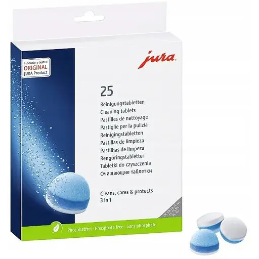 Таблетки 3-фазової очистки від кавових жирів і накипу Jura 25 шт - фото 1