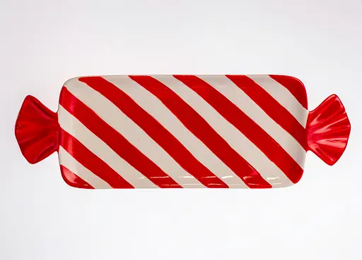 Блюдо сервировочная новогодняя для закусок в форме конфеты Yiwu 26×12.5 см прямоугольная с ручками CR-1-30 - фото 3