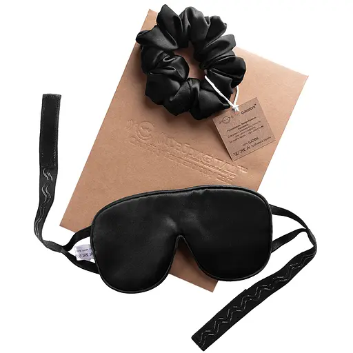 Подарунковий набір Чумацький Шлях: шовкова маска + шовкова резинка для волосся розмір L Чорний (1222-02)