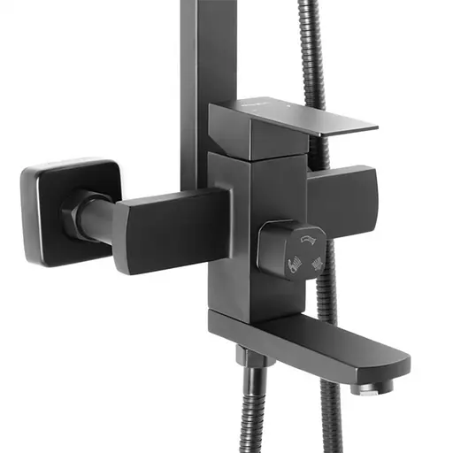 Душевая система Wezer PRO16-02-BLACK, излив - переключатель на лейку, 3-функции, Черный матовый - фото 4