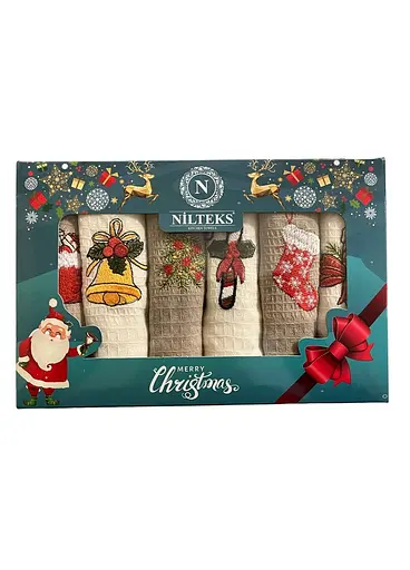 Набір 6 вафельних рушників 40х60 см New Year TC303375645