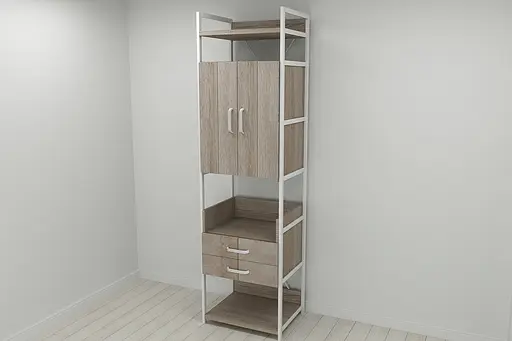 Шафа Гардероб Уні секція 5 серії Конект Ferrum-decor 220x60x50см Білий метал ДСП Дуб Сонома Трюфель 32 мм (FRD-104522) - фото 8