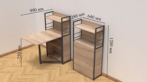 Стол книга с этажеркой Практик 1 Ferrum-decor 1200x640x990 Черный металл ДСП Дуб Сонома 16 мм (FRD-104614) - фото 2