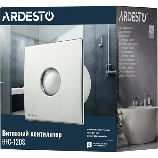 Вытяжной вентилятор Ardesto BFC-120S 20 Вт 120 м3/ч 2300 об/мин. 33 дБ серебристый - фото 8