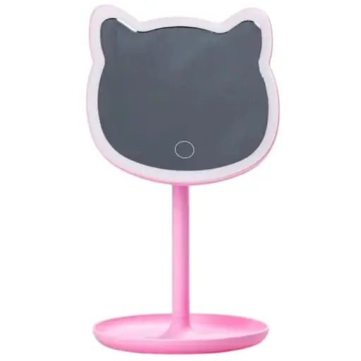 Дзеркало косметичне Salon Professional настільне у формі котика з LED підсвіткою 40 діодів - фото 1