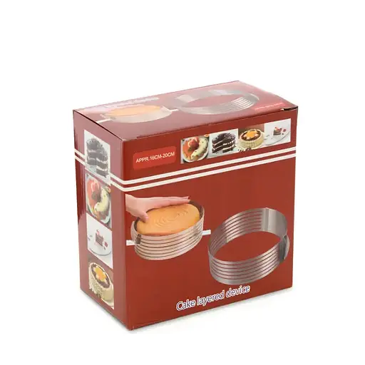 Розсувна форма кільце кондитерське з прорізами слайсер для нарізки коржів бісквіту 16-20 см (H 8.5 см), Kitchen Master Сірий 86336 - фото 5