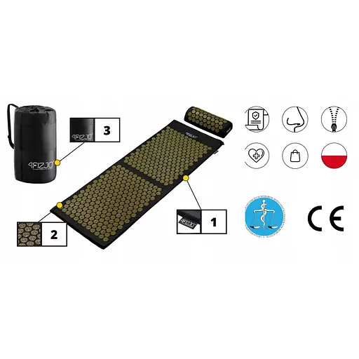 Коврик акупунктурный с валиком 4FIZJO Classic Mat XL Аппликатор Кузнецова Black/Gold (P-5907739315052) - фото 5