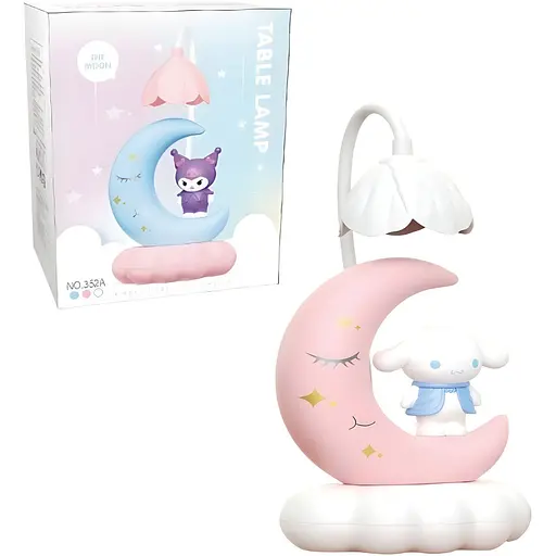 Дитяча настільна лампа Cinnamoroll на місяці біла (352D)