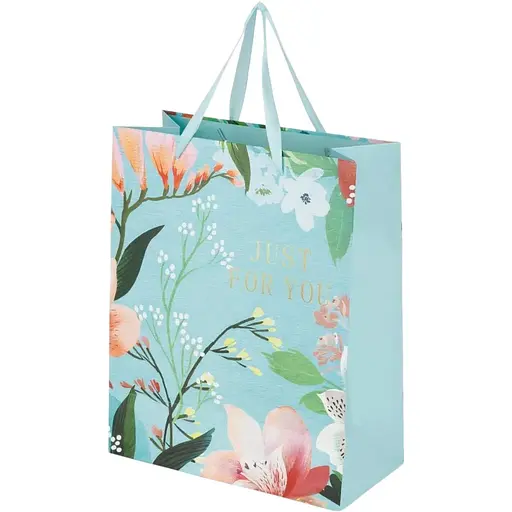 Пакет подарунковий Large Flowers 760301ML Блакитно-помаранчевий - фото 1