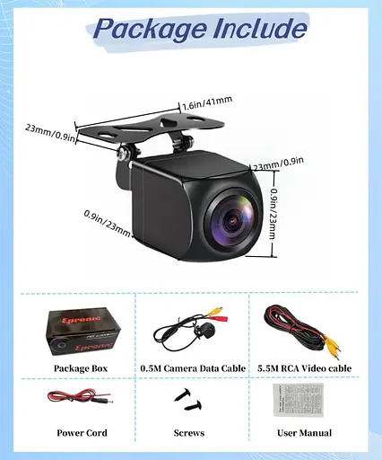 Epronic AHD 1080P/720P Камера заднього огляду 170° Кут огляду для автомобіля, нічне бачення IP68 Водонепроникна - фото 2