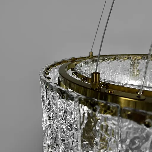 Підвісна латунна люстра із крижаними пластинами Ø 60 см | Line F | Арт. MJ360-600 AB - фото 3