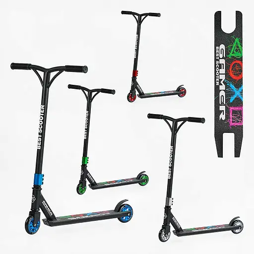 Самокат трюковой, алюминиевый диск и дека, PU колеса, диаметр 10 см, C-40314 (в ассортименте) - фото 2