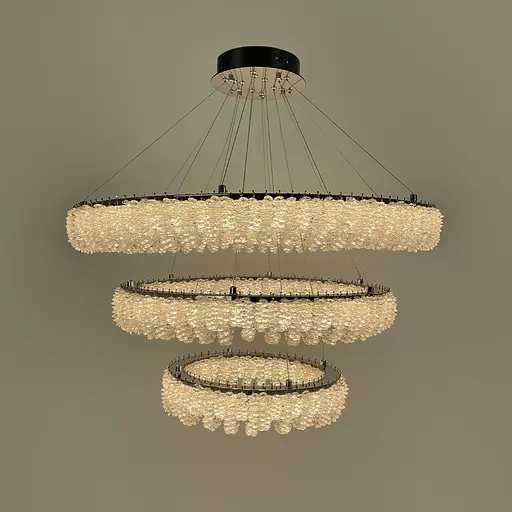 Кільцева кришталева люстра в хромі на 3 яруси 80+60+40 см | Арт. 33038-800+600+400 CH | Line F - фото 5