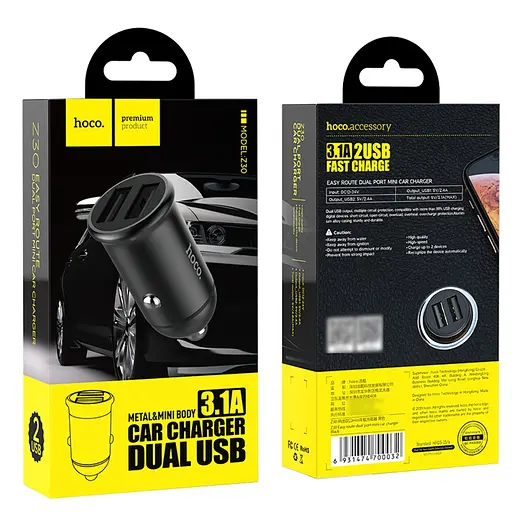 Автомобильное зарядное устройство Hoco Z30 2 USB черный - фото 7