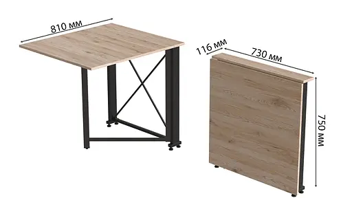 Стіл-книжка трансформер Оріон 1 Ferrum-decor 750x810x730 Чорний метал ДСП Дуб Сан-Марино 16 мм (FRD-104598) - фото 7