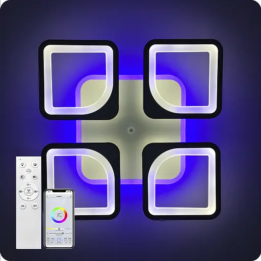 Люстра світлодіодна 517 Light 3color з пультом 96Вт Чорний (01188) - фото 12