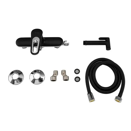 Змішувач для гігієнічного душу зовнішнього монтажу 150 мм Frap F2049-6, чорний/хром, Чорний матовий - фото 6