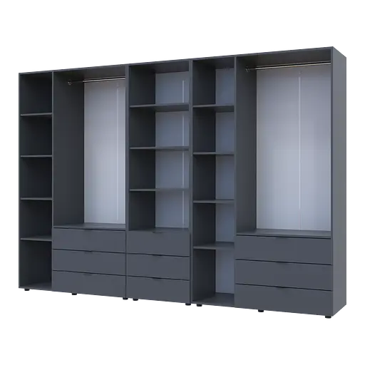 Шкаф для одежды Doros Гелар Графит 3+3ДСП с пеналом 292.4х49.5х203.4 (42005172) - фото 4