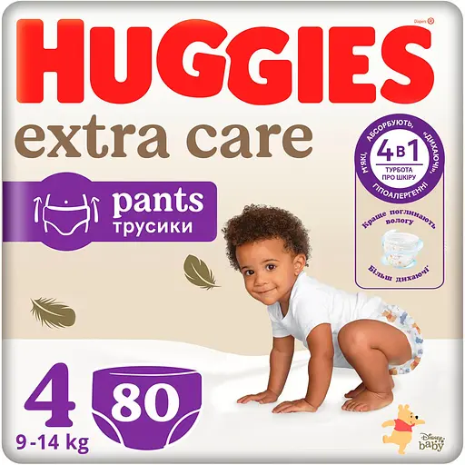 Уцінка. Підгузки-трусики Huggies Extra Care Pants Box 4 (9-14 кг) 80 шт. 