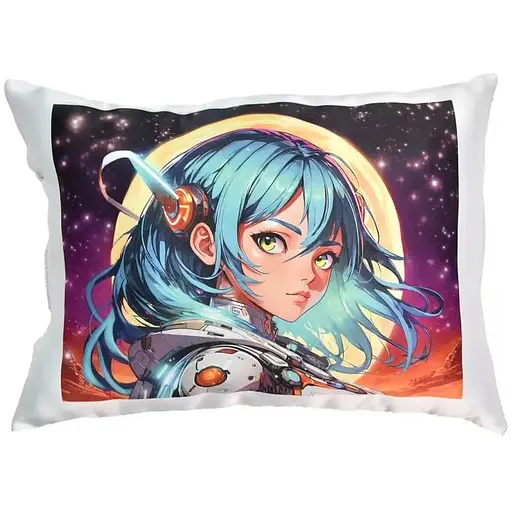 Подушка Аниме девушка в мире искусства с нанесением сублимации Strateg 60673 Черный - фото 1
