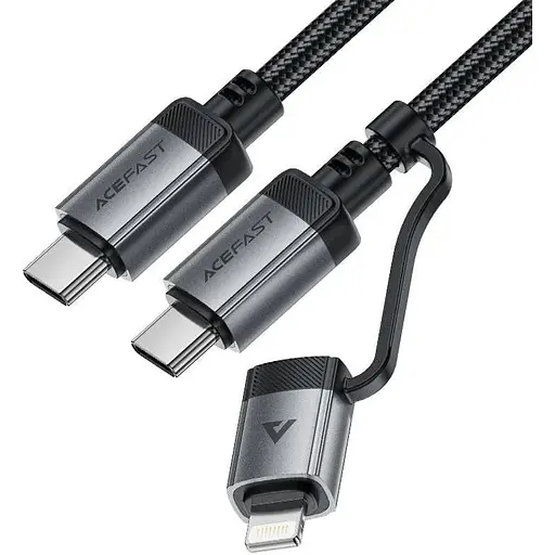 Кабель Acefast C20-01 USB-C to USB-C / Lightning aluminum alloy connectors charging data cable чорний