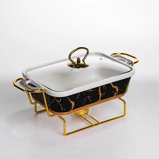 Мармит настольный Yiwu прямоугольный с подогревом 31х16х11 см на металлической подставке с крышкой мармитница для первых блюд ML438-11 - фото 1