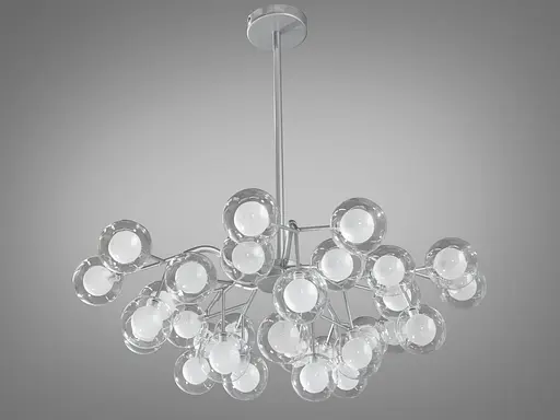 Футуристична новинка, офісна люстра "Світлячок", 30 ламп, хром сатин - фото 3