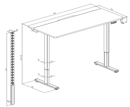 Геймерский стол OfficePro ODE1575B з електрорегулюванням висоти (ODE1575B) - фото 9