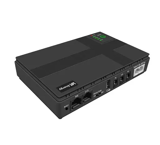 UPS бесперебойное питание для роутера/коммутатора/PON/POE VIA Energy 5/9/12/15/24V, 18W, 10400mAh