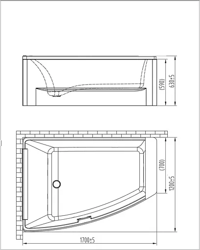 Ванна акриловая Volle 170x120 TS-100/L - фото 2