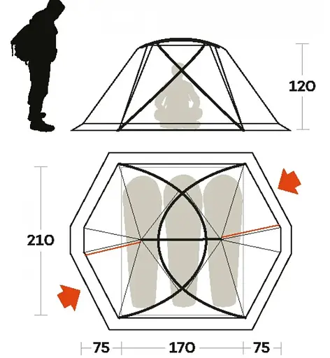 Намет тримісний Ferrino Svalbard 3.0 Orange (99056LAAFR) - фото 5