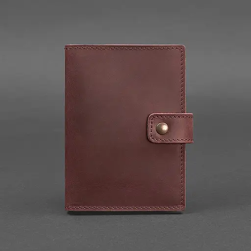 Кожаная обложка для паспорта 5.0 (с окошком) бордовая Crazy Horse - фото 6