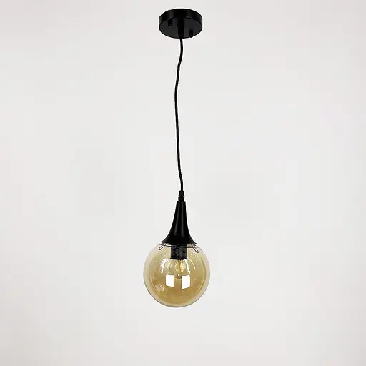 Підвісний світильник GOLF з янтарним плафоном Line.F 11192/1 BK+AM - фото 1