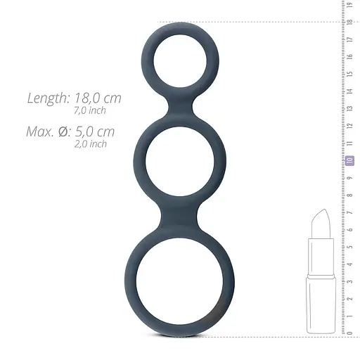 Эрекционное кольцо Boners Triple Cock Ring 18 см серый - фото 5