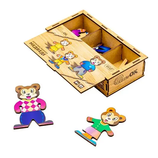 Деревянная настольная игра Медвежата PuzzleOK Puz-12141 - фото 1