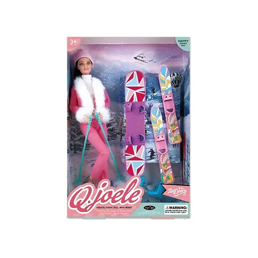 Лялька лижниця, 30 см, шарнірна, лижі, сноуборд (В асортименті)
